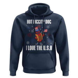 Funny Fourth Of July Hoodie Hot Diggity Dog I Love USA TS11 Navy Print Your Wear