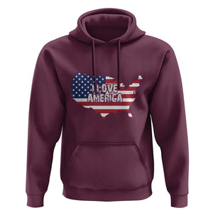 Fourth Of July Hoodie I Love America USA Flag Map TS11 Maroon Print Your Wear