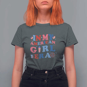 Fourth Of July T Shirt For Women In My American Girl Era Red White Blue Independence Day Peace TS11 Dark Heather Print Your Wear