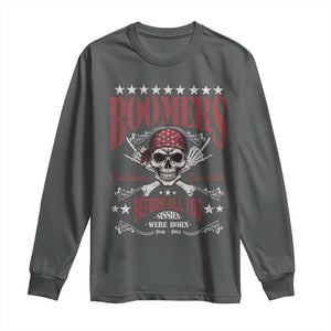 Boomers The Badass Generation Before All You Sissies Were Born Long Sleeve Shirt Baby Boomers Generation Skull TS11 Dark Heather Print Your Wear