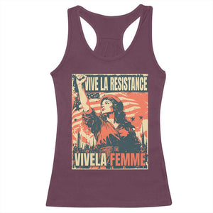 Vive La Resistance Vivela Femme Racerback Tank Top Feminist Women's Right Political Sattire TS11 Maroon Print Your Wear