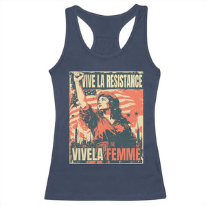 Vive La Resistance Vivela Femme Racerback Tank Top Feminist Women's Right Political Sattire TS11 Navy Print Your Wear