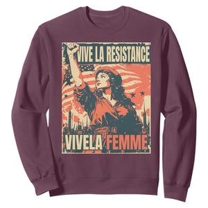 Vive La Resistance Vivela Femme Sweatshirt Feminist Women's Right Political Sattire TS11 Maroon Print Your Wear