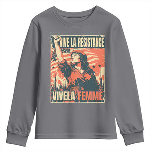 Vive La Resistance Vivela Femme Youth Sweatshirt Feminist Women's Right Political Sattire TS11 Charcoal Print Your Wear