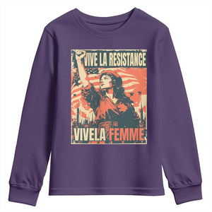 Vive La Resistance Vivela Femme Youth Sweatshirt Feminist Women's Right Political Sattire TS11 Purple Print Your Wear