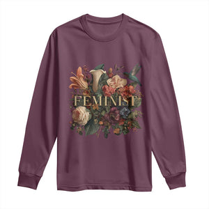 Pro Feminist Women's Rights Vintage Retro Flower Long Sleeve Shirt TS11 Maroon Print Your Wear