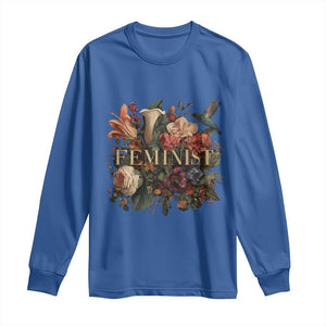 Pro Feminist Women's Rights Vintage Retro Flower Long Sleeve Shirt TS11 Royal Blue Print Your Wear