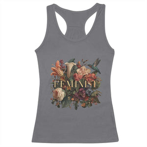 Pro Feminist Women's Rights Vintage Retro Flower Racerback Tank Top TS11 Charcoal Print Your Wear