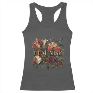 Pro Feminist Women's Rights Vintage Retro Flower Racerback Tank Top TS11 Dark Heather Print Your Wear