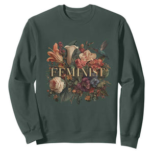 Pro Feminist Women's Rights Vintage Retro Flower Sweatshirt TS11 Dark Forest Green Print Your Wear