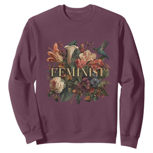 Pro Feminist Women's Rights Vintage Retro Flower Sweatshirt TS11 Maroon Print Your Wear