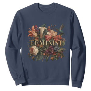 Pro Feminist Women's Rights Vintage Retro Flower Sweatshirt TS11 Navy Print Your Wear