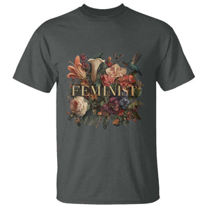 Pro Feminist Women's Rights Vintage Retro Flower T Shirt TS11 Dark Heather Print Your Wear
