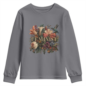 Pro Feminist Women's Rights Vintage Retro Flower Youth Sweatshirt TS11 Charcoal Print Your Wear