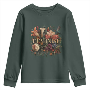 Pro Feminist Women's Rights Vintage Retro Flower Youth Sweatshirt TS11 Dark Forest Green Print Your Wear