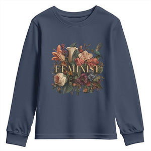 Pro Feminist Women's Rights Vintage Retro Flower Youth Sweatshirt TS11 Navy Print Your Wear