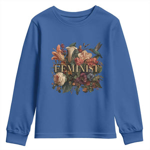 Pro Feminist Women's Rights Vintage Retro Flower Youth Sweatshirt TS11 Royal Blue Print Your Wear