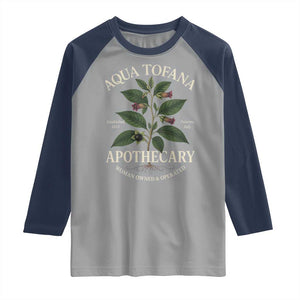 Aqua Tofana Apothecary Raglan Shirt Feminist Woman Owned And Operated TS11 Sport Gray Navy Print Your Wear