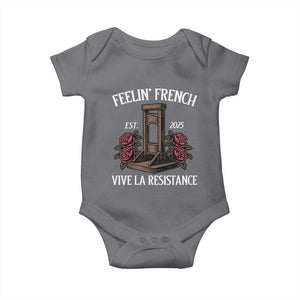 Funny Feelin French Vive La Resistance 2025 Baby Onesie Vintage Rose Guillotine TS11 Charcoal Print Your Wear