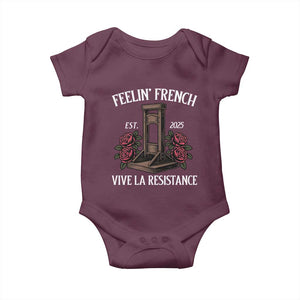 Funny Feelin French Vive La Resistance 2025 Baby Onesie Vintage Rose Guillotine TS11 Maroon Print Your Wear