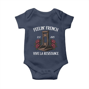 Funny Feelin French Vive La Resistance 2025 Baby Onesie Vintage Rose Guillotine TS11 Navy Print Your Wear