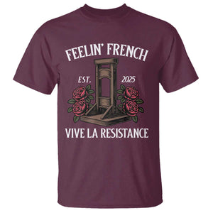 Funny Feelin French Vive La Resistance 2025 T Shirt Vintage Rose Guillotine TS11 Maroon Print Your Wear