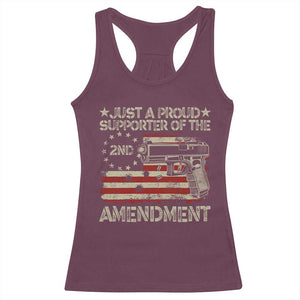Just A Proud Supporter Of The 2nd Amendment Racerback Tank Top Gun Owner American Flag TS11 Maroon Print Your Wear