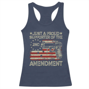 Just A Proud Supporter Of The 2nd Amendment Racerback Tank Top Gun Owner American Flag TS11 Navy Print Your Wear