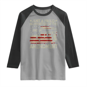 Just A Proud Supporter Of The 2nd Amendment Raglan Shirt Gun Owner American Flag TS11 Sport Gray Black Print Your Wear