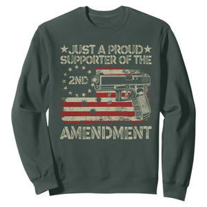 Just A Proud Supporter Of The 2nd Amendment Sweatshirt Gun Owner American Flag TS11 Dark Forest Green Print Your Wear