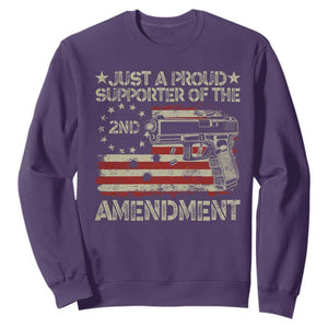 Just A Proud Supporter Of The 2nd Amendment Sweatshirt Gun Owner American Flag TS11 Purple Print Your Wear