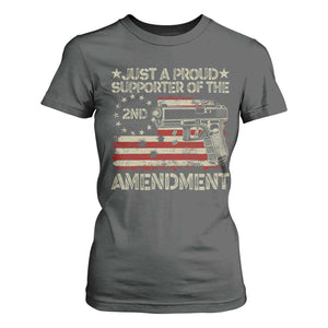 Just A Proud Supporter Of The 2nd Amendment T Shirt For Women Gun Owner American Flag TS11 Dark Heather Print Your Wear