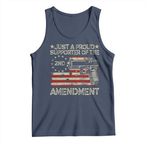 Just A Proud Supporter Of The 2nd Amendment Tank Top Gun Owner American Flag TS11 Navy Print Your Wear