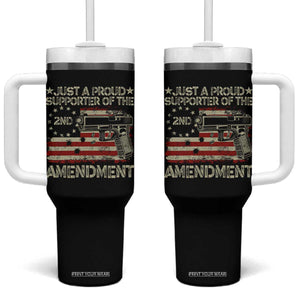 Just A Proud Supporter Of The 2nd Amendment Tumbler With Handle Gun Owner American Flag TS11 One Size: 40 oz Black Print Your Wear