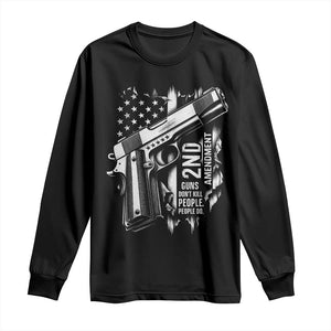 Guns Dont Kill People Do Long Sleeve Shirt 2nd Amendment American Flag TS11 Black Print Your Wear