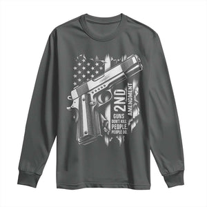Guns Dont Kill People Do Long Sleeve Shirt 2nd Amendment American Flag TS11 Dark Heather Print Your Wear
