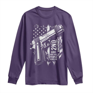 Guns Dont Kill People Do Long Sleeve Shirt 2nd Amendment American Flag TS11 Purple Print Your Wear