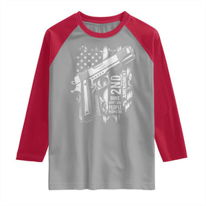 Guns Dont Kill People Do Raglan Shirt 2nd Amendment American Flag TS11 Sport Gray Red Print Your Wear