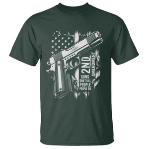 Guns Dont Kill People Do T Shirt 2nd Amendment American Flag TS11 Dark Forest Green Print Your Wear