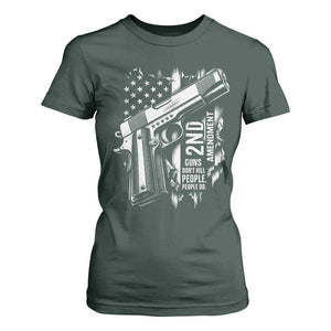 Guns Dont Kill People Do T Shirt For Women 2nd Amendment American Flag TS11 Dark Forest Green Print Your Wear