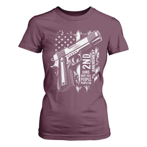 Guns Dont Kill People Do T Shirt For Women 2nd Amendment American Flag TS11 Maroon Print Your Wear