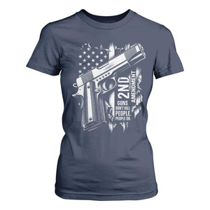 Guns Dont Kill People Do T Shirt For Women 2nd Amendment American Flag TS11 Navy Print Your Wear