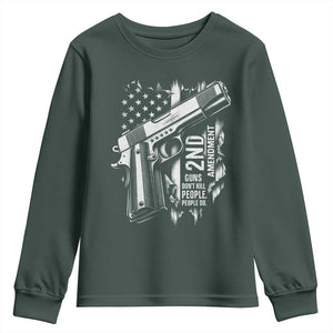 Guns Dont Kill People Do Youth Sweatshirt 2nd Amendment American Flag TS11 Dark Forest Green Print Your Wear