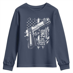 Guns Dont Kill People Do Youth Sweatshirt 2nd Amendment American Flag TS11 Navy Print Your Wear