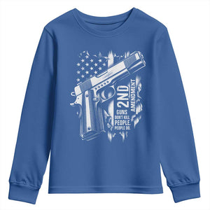 Guns Dont Kill People Do Youth Sweatshirt 2nd Amendment American Flag TS11 Royal Blue Print Your Wear