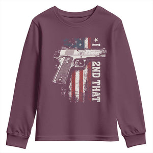 I 2nd That Second Amendment Youth Sweatshirt Pro Gun American Flag Patriotic TS11 Maroon Print Your Wear