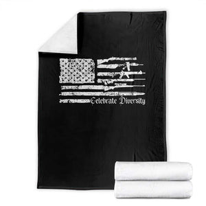 Funny Pro Gun Celebrate Diversity Throw Blanket 2nd Amendment Vintage American Flag TS11 Black Print Your Wear