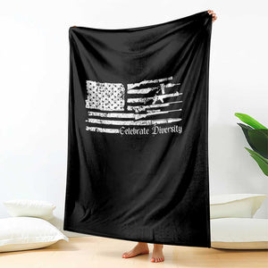 Funny Pro Gun Celebrate Diversity Throw Blanket 2nd Amendment Vintage American Flag TS11 Print Your Wear