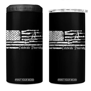 Funny Pro Gun Celebrate Diversity 4 in 1 Can Cooler Tumbler 2nd Amendment Vintage American Flag TS11 One Size: 16 oz Black Print Your Wear