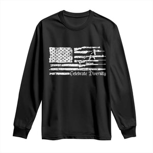 Funny Pro Gun Celebrate Diversity Long Sleeve Shirt 2nd Amendment Vintage American Flag TS11 Black Print Your Wear